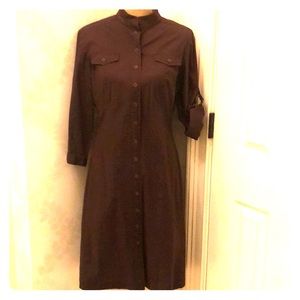 Tahari snap front dress in chocolate brown!